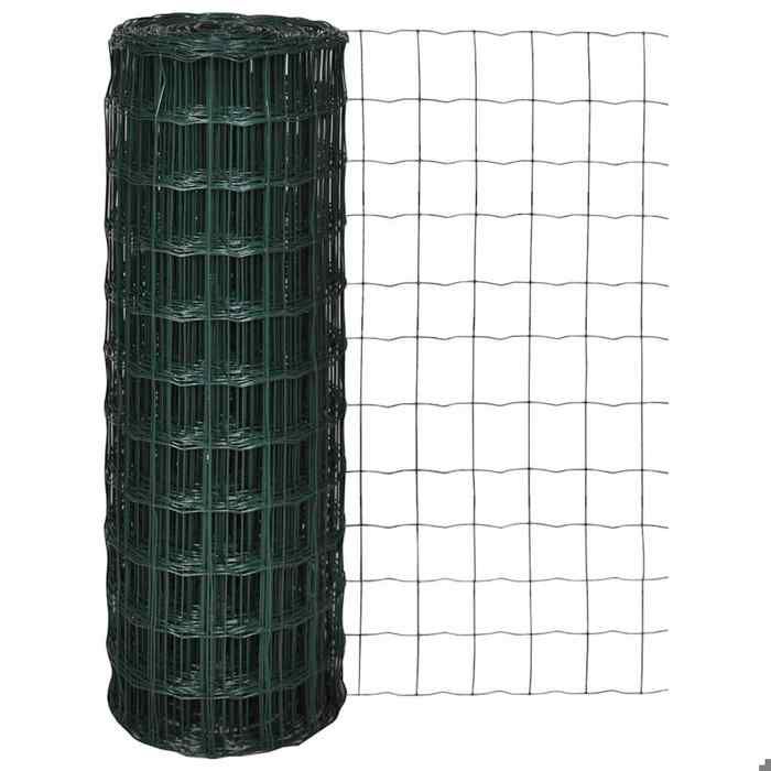 Vert Clôture euro Acier 25x12 m Vert - Panneaux de clôture H14852