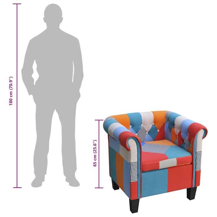 Elégant Siège relax/Chaise de salon Multicolore - Fauteuil avec design de patchwork Tissu PRO2149849584515
