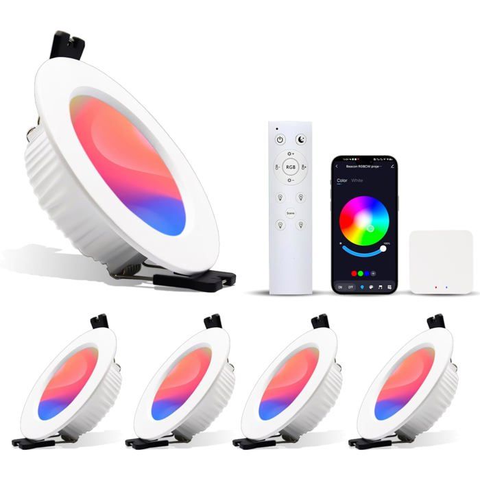 Spot LED encastrable multicolore - CACTOSE - RGBW - Connecté Alexa - Wi-Fi et Bluetooth - Dimmable - 2700K-6000K - 7W