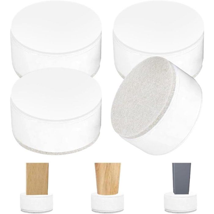Rehausseurs de pieds de meuble lot de 4 rond blanc 3 2 cm protection sol adhésif pour lit table canapé chaise