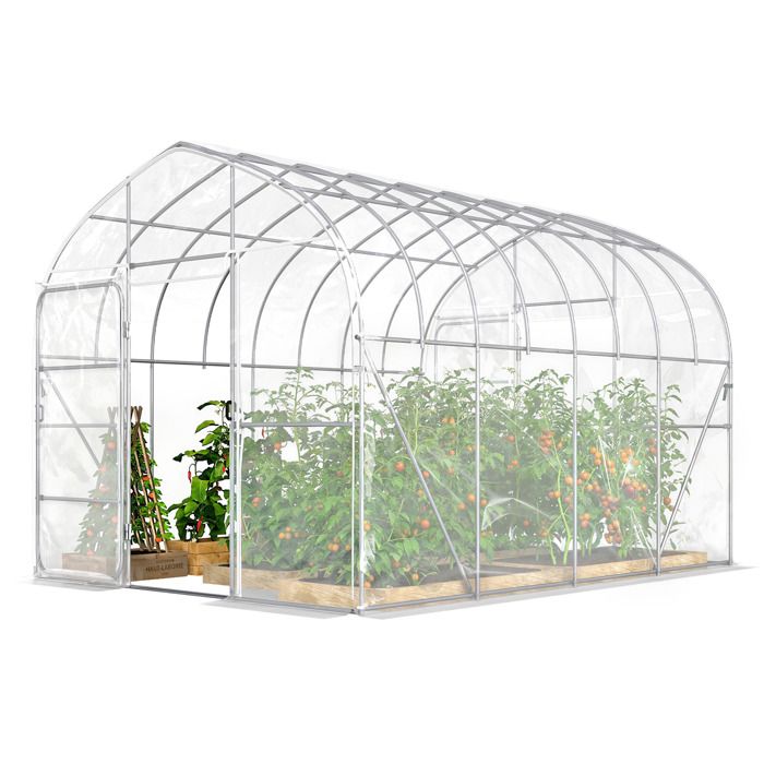 LIA Serre Tunnel de Jardin 12m² Film PO Anti-goutte Acier Galvanisé 25mm Structure Renforcée 2 Portes Battantes Transparent