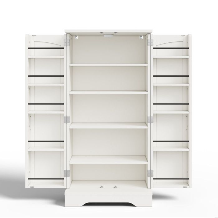 Armoire de rangement haute 2 portes en MDF avec LED à capteur – Blanc – 60 x 40 x 120 5 cm