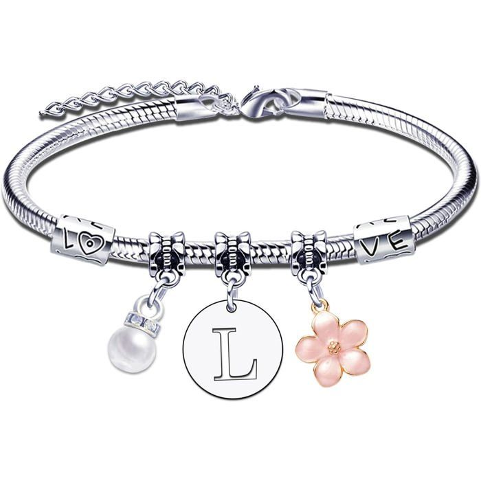 Bracelet Lettre Cadeau Femme Fille Initiale A-Z Argent Bijoux Cadeaux Inspiré Noël Anniversaire Pour Meilleur Amis Bracelet [PP137]