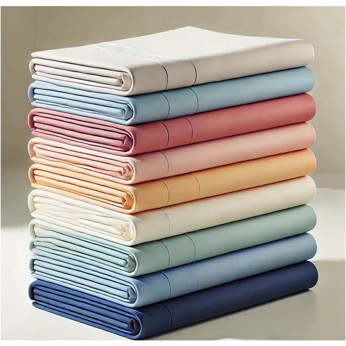 Lot de 6 draps housse 140x190 cm + 6 taies doreiller 63x63 cm - polycoton bonnet 20-25 cm couleur aléatoire