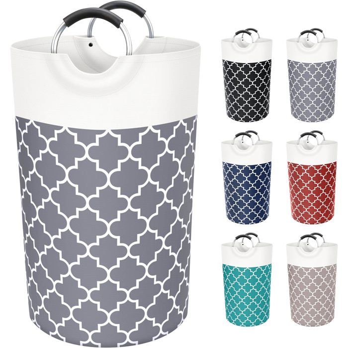 Panier à linge pliable - GRANDSALEY - 82 L - poignées aluminium à mousse - tissu double épaisseur imperméable - tient debout