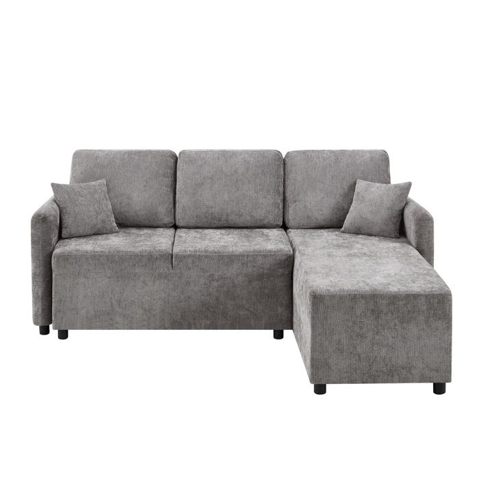 Canapé dangle L en chenille 3 places longue méridienne 144 cm mousse haute densité 2 coussins 150 kg