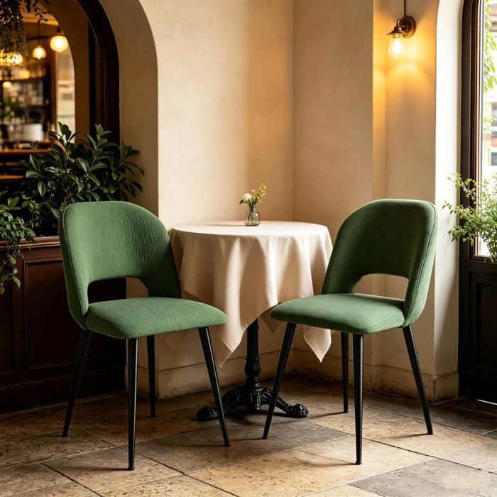 PIPIPOXER Lot de 2 chaise de salle à manger Tissu à rayures Coussin de siège moelleux pour Café Wine Bar Bistrot Pro 51x45x85
