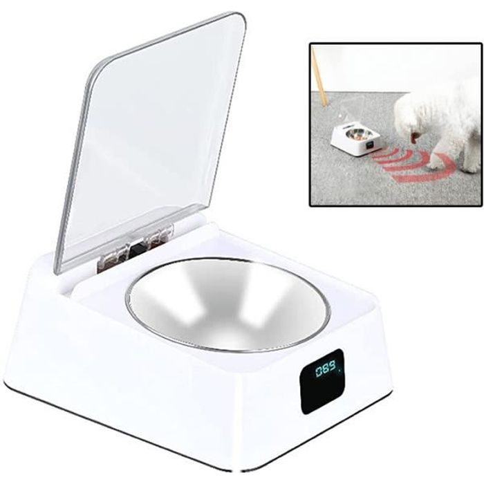 Mangeoire intelligente Capteur infrarouge simple pour animaux domestiques - Distributeur de nourriture sèche et humide - 350 ml