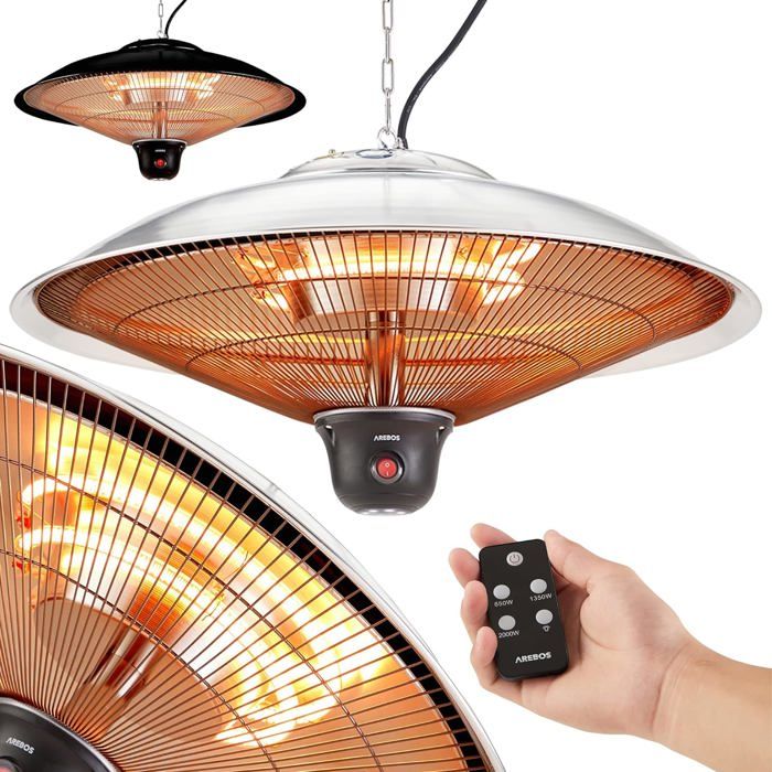 Arebos AREBOS Chauffage Radiant au Plafond Infrarouge Chauffe-Champignons Argent 