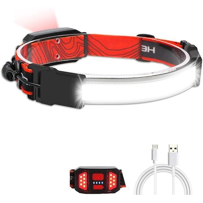 Lampe Frontale Led Rechargeable Super Brillante Lampe 1200mAh Imperméable Frontale Avec feux arrière rouges pour Le Camping l[544]
