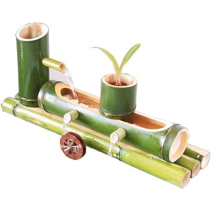 Fontaine En Bambou Solaire - Cascade Décorative 80cm Pour Jardin Zen Intérieur/extérieur - Panneau Solaire Inclus