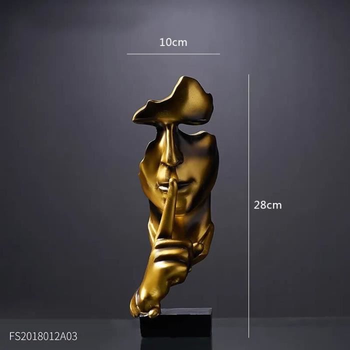 Statue décorative visage humain doré — Statuette design pour intérieur