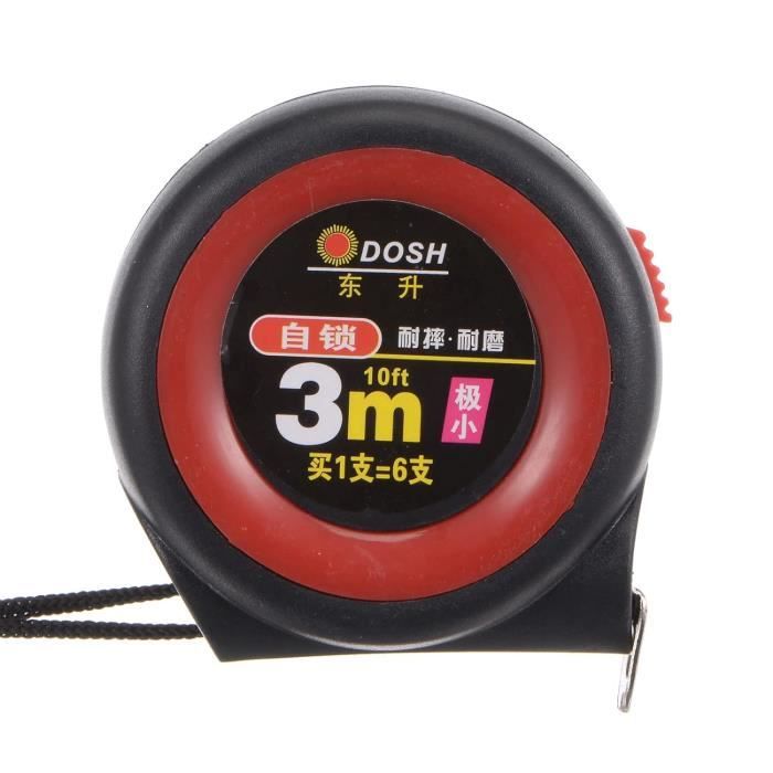 Mètre à ruban autobloquant 3m - Noir Rouge - Acier inox et plastique ...