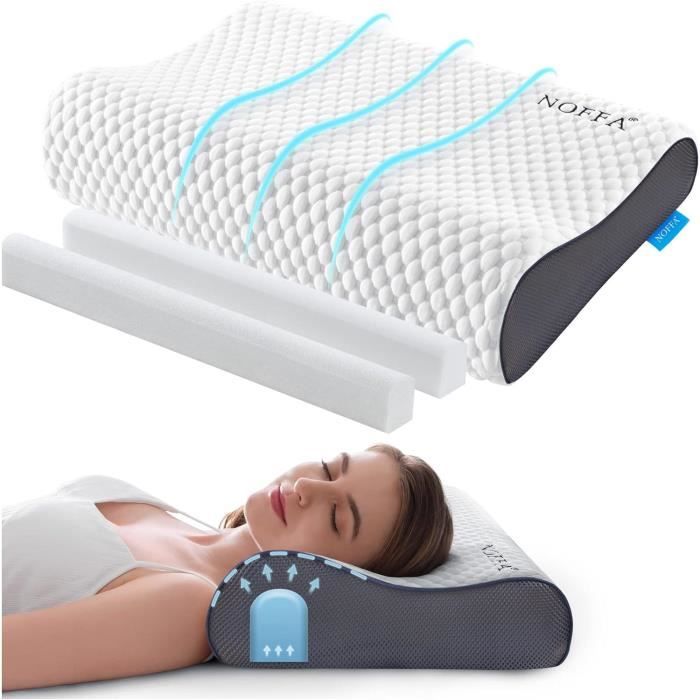 Oreiller ergonomique cervical à mémoire de forme anti-douleur 74X48cm  oreiller confort du sommeil orthopédique respirant lavable - Cdiscount  Maison