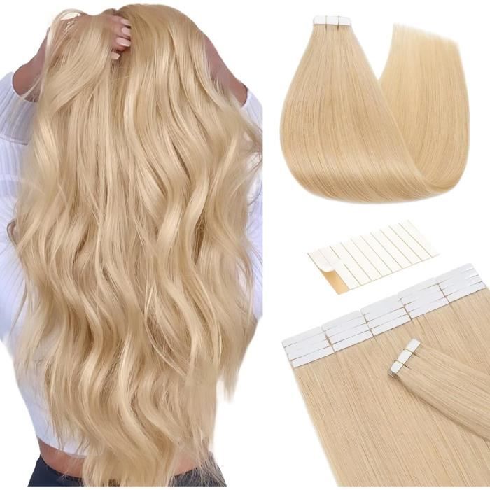 Extensions Adhesives Cheveux Naturels Blond 25G Extension Cheveux
