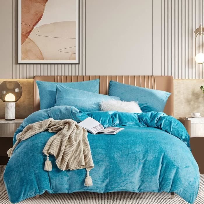 Parure de lit bleu pétrole 200x200cm