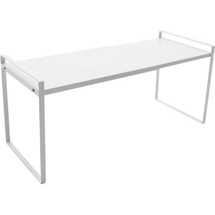 Étagère De Cuisine Extensible Et Réglable - Blanc - Largeur 42 à 72 Cm - Charge 30 Kg - Organiseur Épices Et Ustensiles - 3