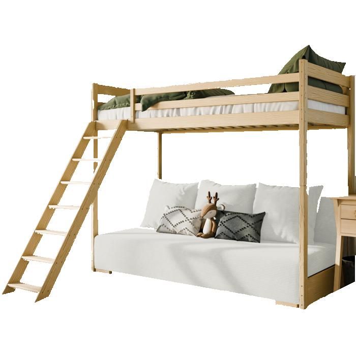 Lit Mezzaninne et Canape SAFINO 90 x 200 / 140 x 200 Pin - blanc