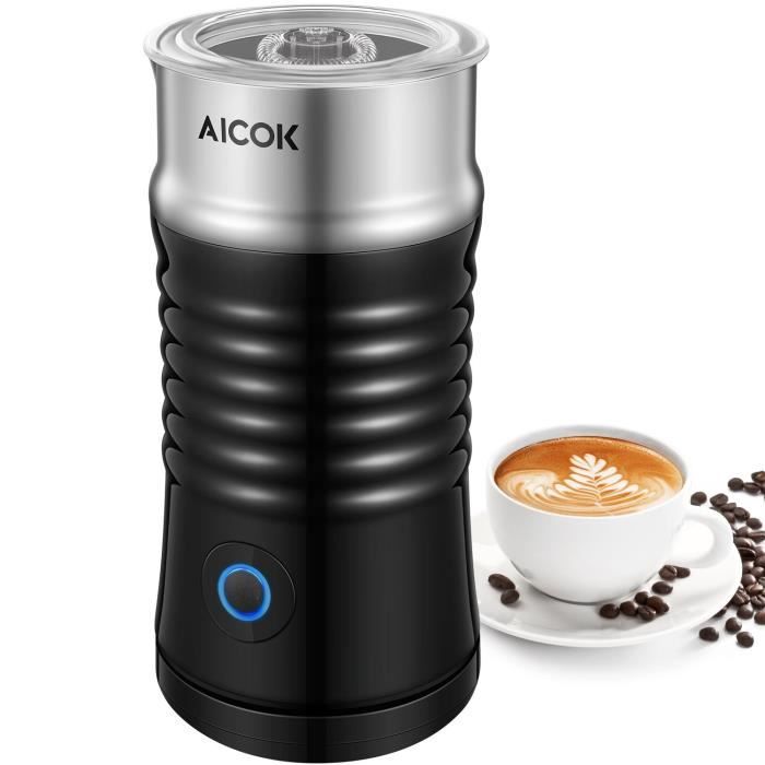 la lait la cappuccino Aicok Mousseur à lait électrique avec mousseur à lait automatique et double paroi en acier inoxydable pour le café 