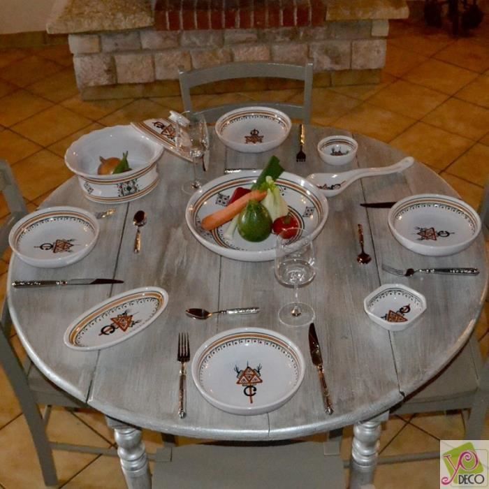Service à couscous assiettes jattes Sahel beige - 8 pers