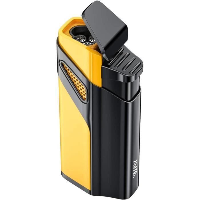 Briquet Tempête Triple Jet Rechargeable - Flamme Réglable, Poinçon Intégré - Alliage Zinc - Cadeau Homme (sans Butane)