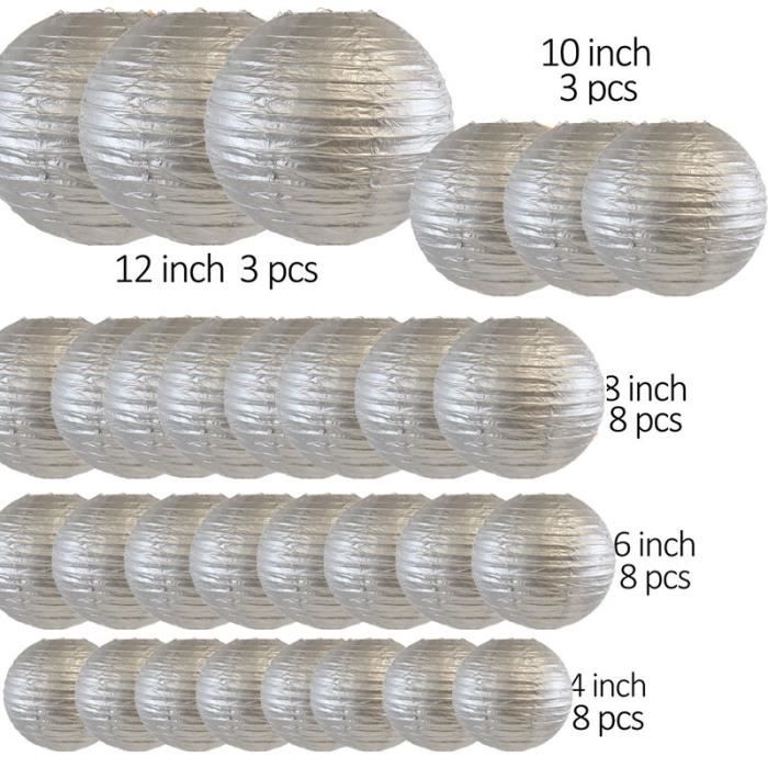 Lot De 12 Lanternes Nylon Blanc - 18 Cm - Côtes Croisées - Suspendues Pour Mariage - Quasimoon