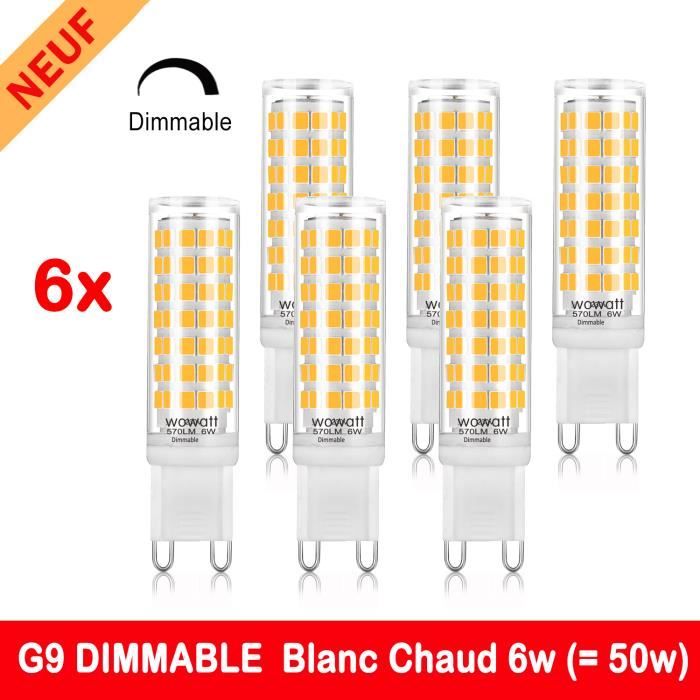 G9 Ampoule LED Dimmable 6W Éqv.50W Halogène Lampes LED 30000H Économie