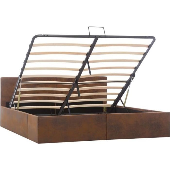 BINGO- Cadre de Lit Double Structure de lit Adulte Lit 2 personnes Moderne Gris et blanc Métal 100 x 200 cm2722