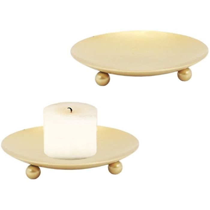 Bougeoir plat en fer H7cm - doré - MONETIER