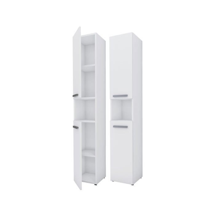 Meuble de salle de bain Bagnoli SLIM I blanc mat - Meuble sur pied colonne de salle de bain étagère L: 30 cm H: 174 cm