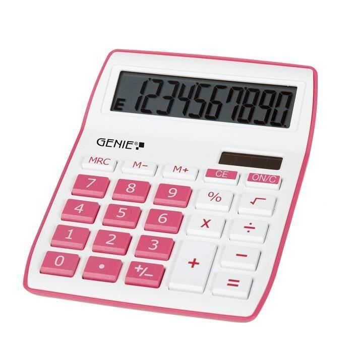 Calculatrice Bureau Genie 840 - 10 Chiffres | Double Alimentation Solaire/Batterie | Vert