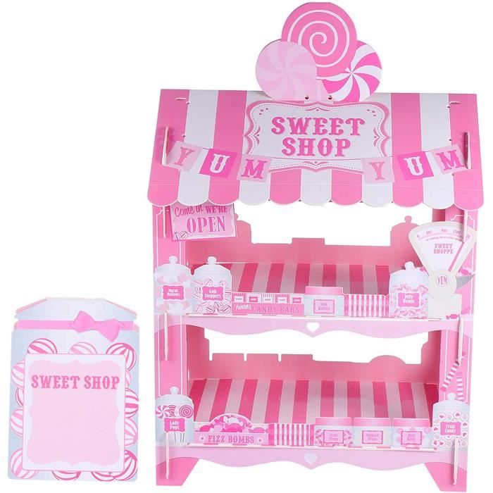 Support de Petit Gateau Rose Chariot de Bonbons Support de Gateau Présentoir de Sucette pour