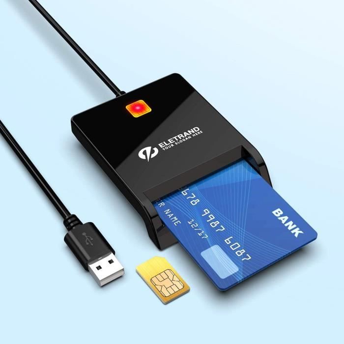 Lecteur de Carte CAC Compatible Windows XP/Vista / 7/8/11 DOD Military USB USB Common Card Carte à Puce pour Cartes ID/IC Bank Lecteur de Carte Micro SD Mac OS Lecteur de Carte à Puce USB 