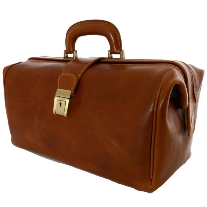 Sac Pour Medecin En Cuir Veritable 1 Compartiment Couleur Cognac Maroquinerie Fait En Italie Cartable Cdiscount