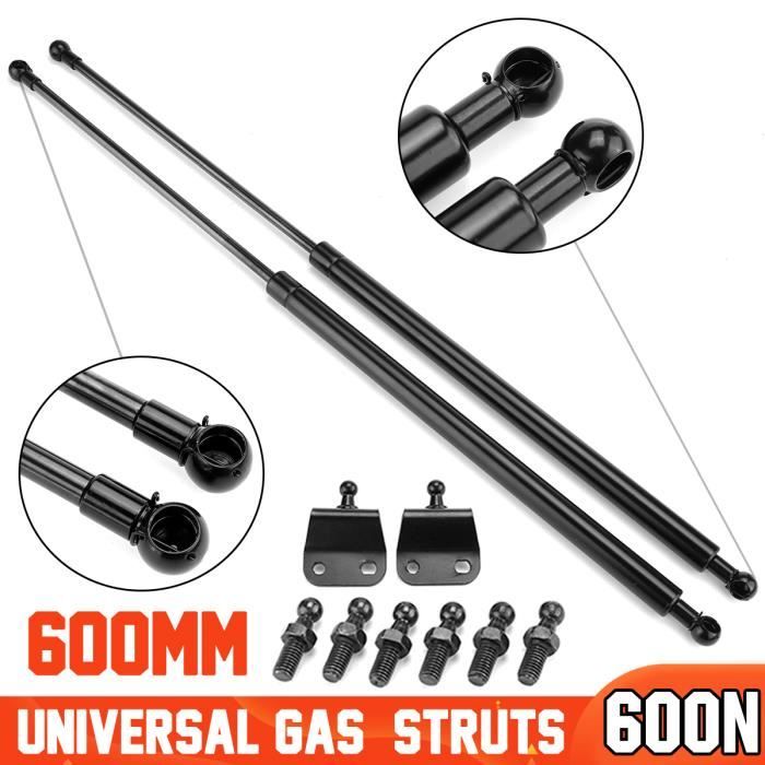 Lot De 2 Vérins à Gaz 60N - Longueur étendue 270mm, Repliée 180mm - Avec Plaques Et Vis, Système Click - 11