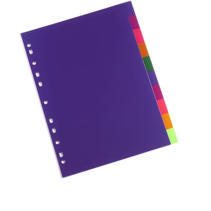 Intercaleur Paper Jeu de 10 Intercalaires Multicolores Perforés format A4[227 ...