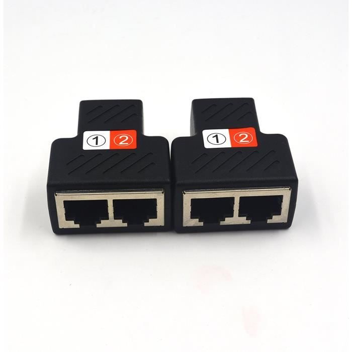 Cable Informatique1 401 - Duttek (1-paire) Rj45 Femelle 2 1 Coupleur À Adaptateur  Ethernet 5 / 6 Lan Câbl - Cdiscount Informatique