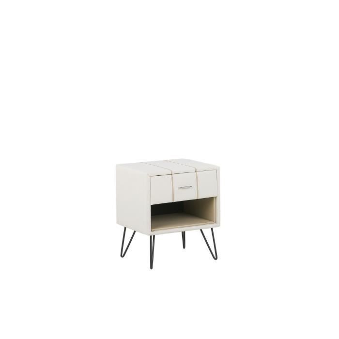 Table de chevet - BELIANI - BETIN - 2 tiroirs - Style scandinave et moderne - Blanc