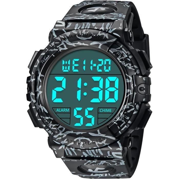 Petite Montre Numérique Tendance Pour Homme Garçon LCD Chronomètre Date Caoutchouc Sport Montre Couple, Vert, Taille Unique