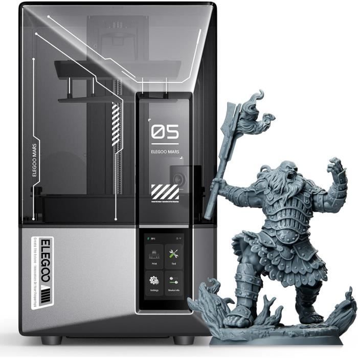 Imprimante 3D Résine - ELEGOO - Mars 5 Ultra - Écran LCD mono 7 9K - Résolution XY 18 µm - Haute précision