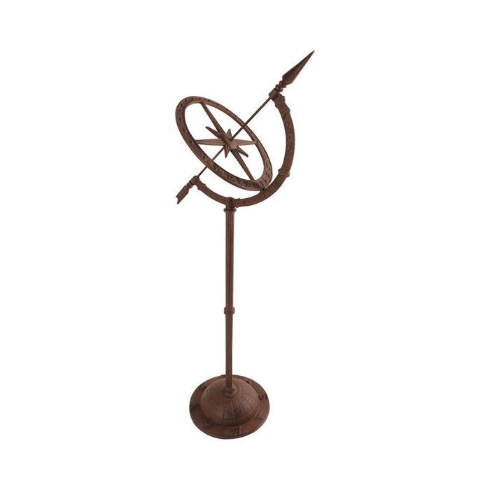 Cadran solaire sur pied en fonte - Marron