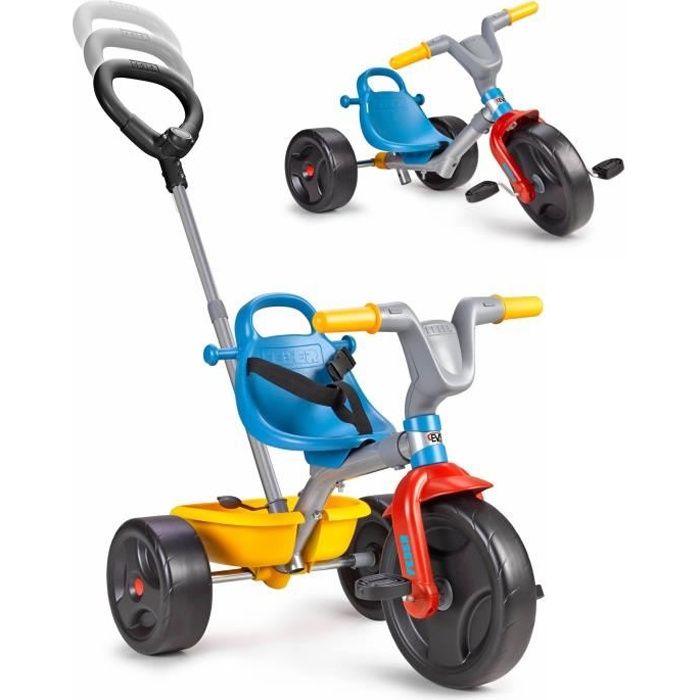 Tricycle évolutif Feber - Jaune et Bleu - Pour bébé de 18 mois à 5 ans - EVO TRIKE 3x1 go!