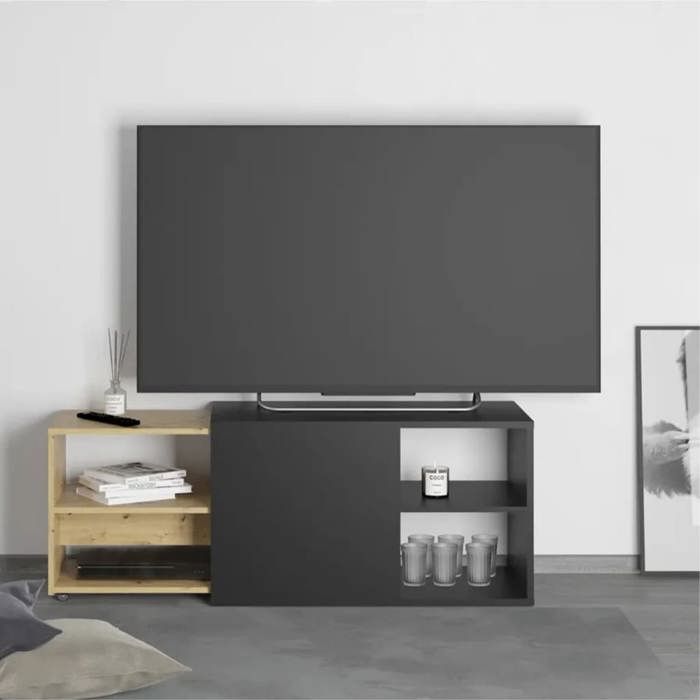 FMD Meuble TV avec 2 compartiments ouverts 1335x399x492 cm unité tv buffet bas tv armoire tv 444232