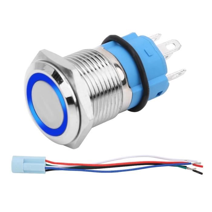 Interrupteur Bouton-poussoir Blanc 19mm - 12V-24V - Universel Pour Voiture - Neuf
