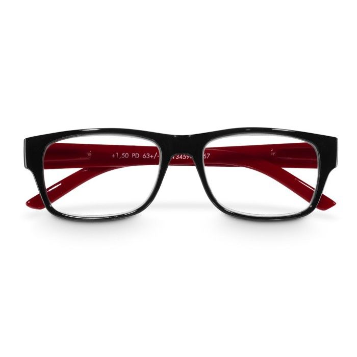 Paire de lunettes plastique recyclé noir/rouge + 2 5 dtp Paire de lunettes plastique recyclé noir/rouge + 2 5 dtp