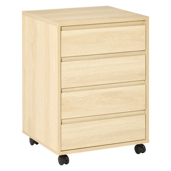 HOMCOM - Caisson de bureau - MDF classe E1 - 46x40x65cm - Bois naturel