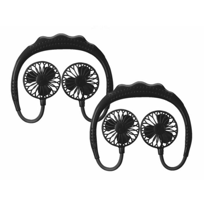 Double ventilateur portable - Infactory - VT-105 - 3 vitesses - Autonomie 9h - Noir - Infactory