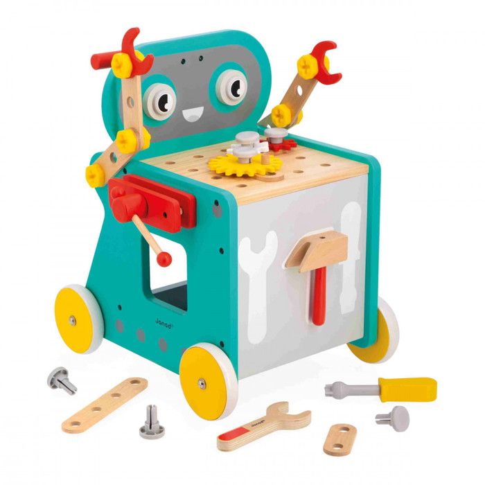 Jeu de bricolage enfant - JANOD - Chariot Robot BricoKids - 38 Accessoires - 3 Outils - Multicolore