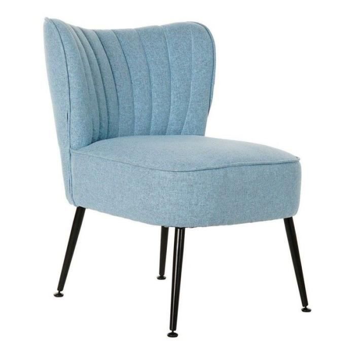 fauteuil thyann polyester métal bleu ciel (52 x 64 x 74 cm)