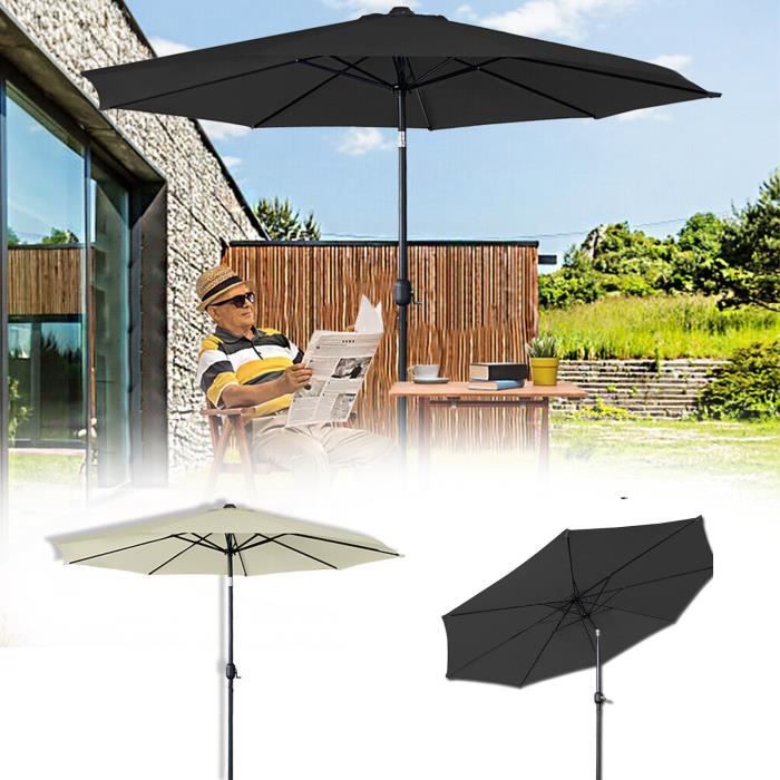 Sonnenschirm 350 cm großer Gartenschirm mit Kurbel Terrassenschirm mit 8 Rippen Grau